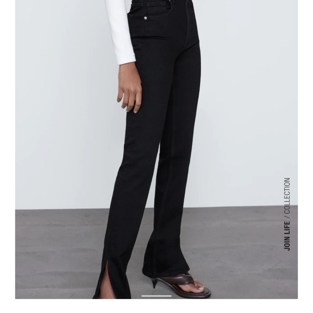 Zara Hi Rise Split Jeans